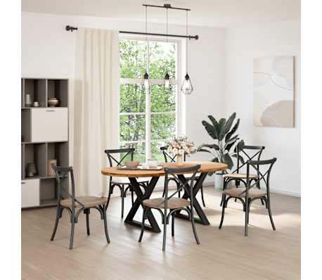 vidaXL Table &agrave; manger marron clair bois de ch&ecirc;ne massif ovale