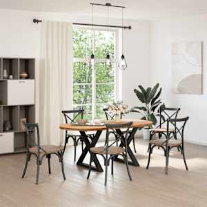 vidaXL Table &agrave; manger marron clair bois de ch&ecirc;ne massif ovale