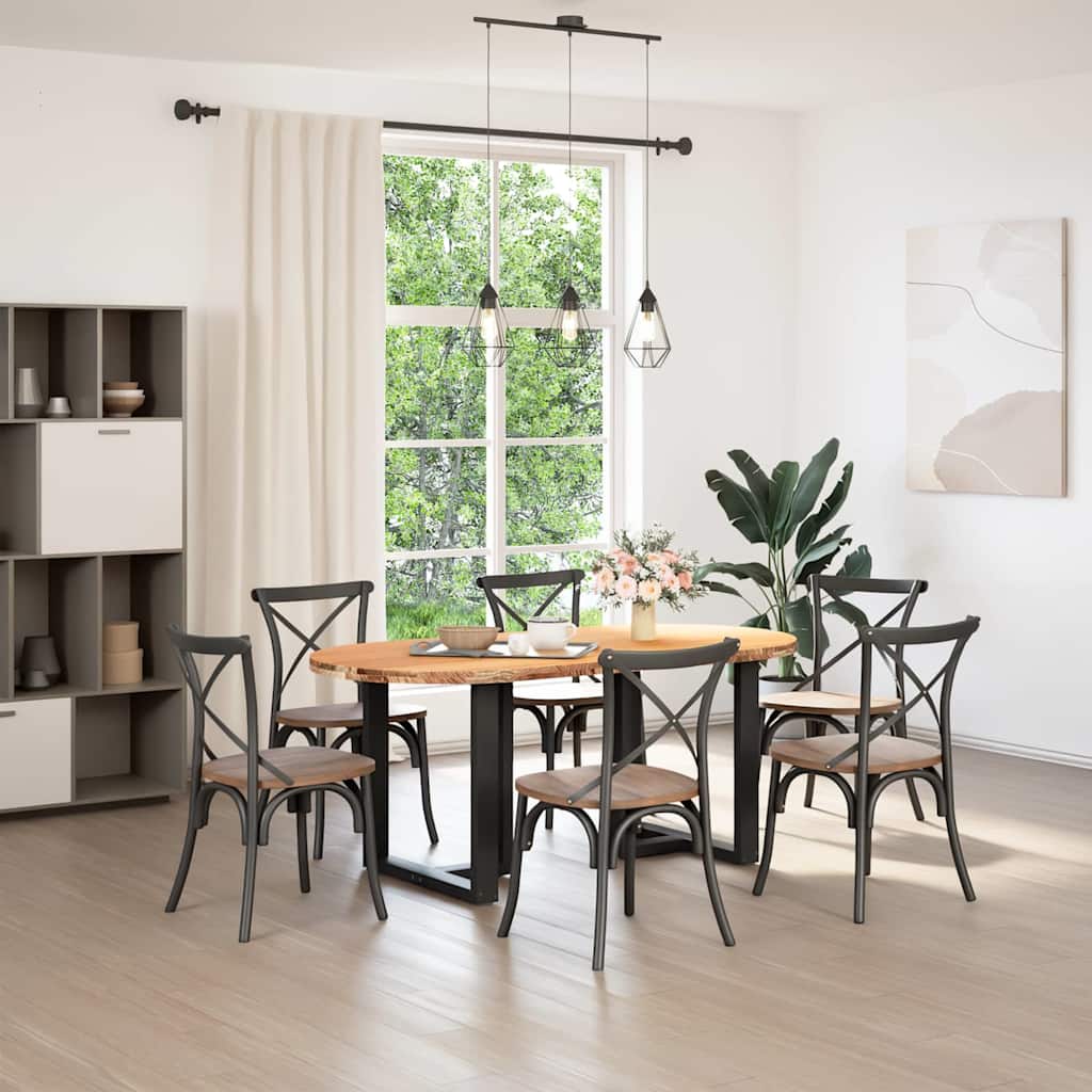 vidaXL Eettafel 180x90x74 cm ovaal massief eikenhout lichtbruin afbeelding