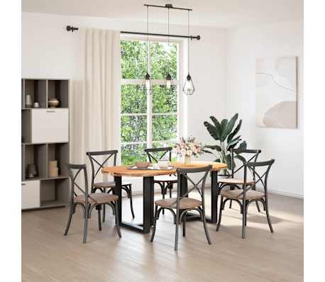 vidaXL Table &agrave; manger marron clair bois de ch&ecirc;ne massif ovale