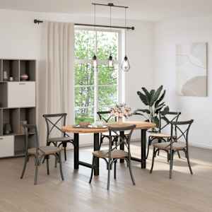 vidaXL Table &agrave; manger marron clair bois de ch&ecirc;ne massif ovale