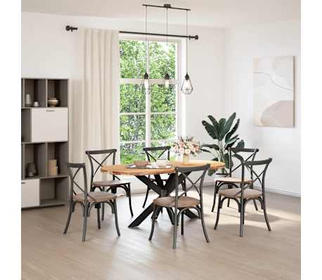 vidaXL Table &agrave; manger marron clair bois de ch&ecirc;ne massif ovale