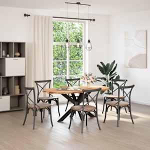 vidaXL Table &agrave; manger marron clair bois de ch&ecirc;ne massif ovale