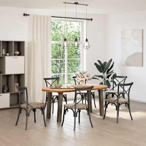 vidaXL Table &agrave; manger marron clair bois de ch&ecirc;ne massif ovale