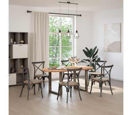 vidaXL Table &agrave; manger marron clair bois de ch&ecirc;ne massif ovale