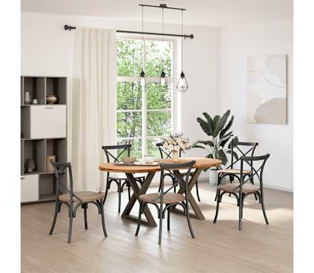 vidaXL Table &agrave; manger marron clair bois de ch&ecirc;ne massif ovale