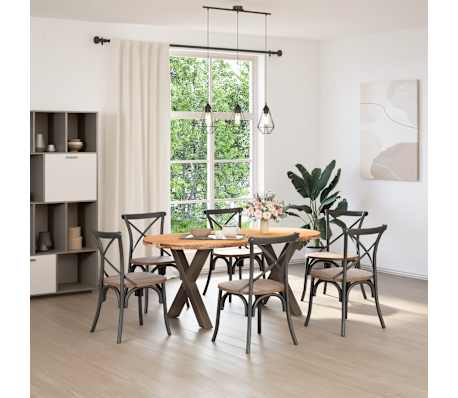 vidaXL Table &agrave; manger marron clair bois de ch&ecirc;ne massif ovale