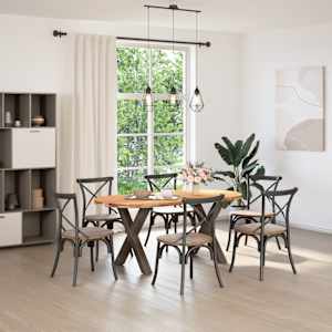 vidaXL Table &agrave; manger marron clair bois de ch&ecirc;ne massif ovale