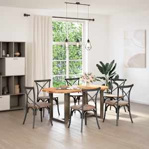 vidaXL Table &agrave; manger marron clair bois de ch&ecirc;ne massif ovale