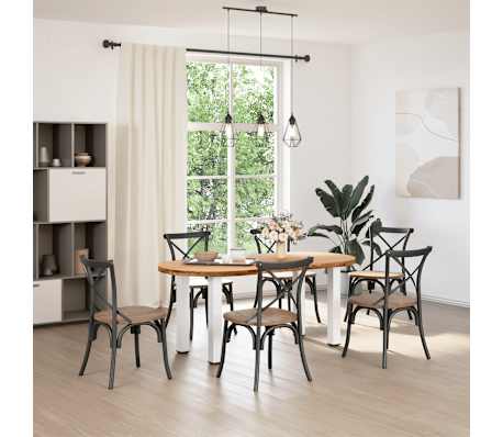 vidaXL Table &agrave; manger marron clair bois de ch&ecirc;ne massif ovale