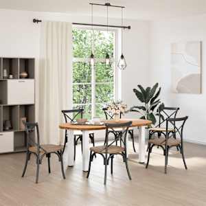 vidaXL Table &agrave; manger marron clair bois de ch&ecirc;ne massif ovale