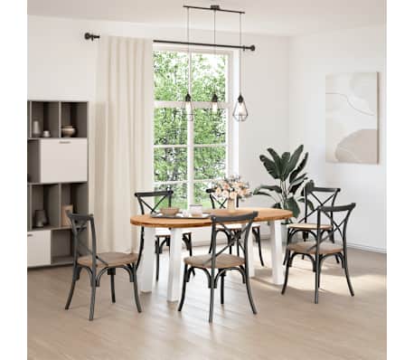 vidaXL Table &agrave; manger marron clair bois de ch&ecirc;ne massif ovale