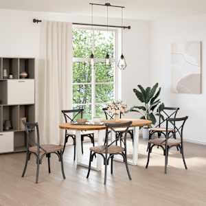 vidaXL Table &agrave; manger marron clair bois de ch&ecirc;ne massif ovale