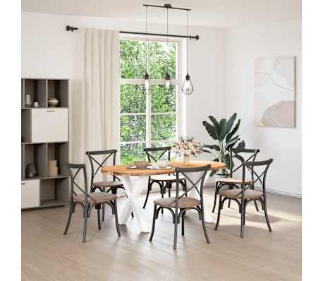 vidaXL Table &agrave; manger marron clair bois de ch&ecirc;ne massif ovale