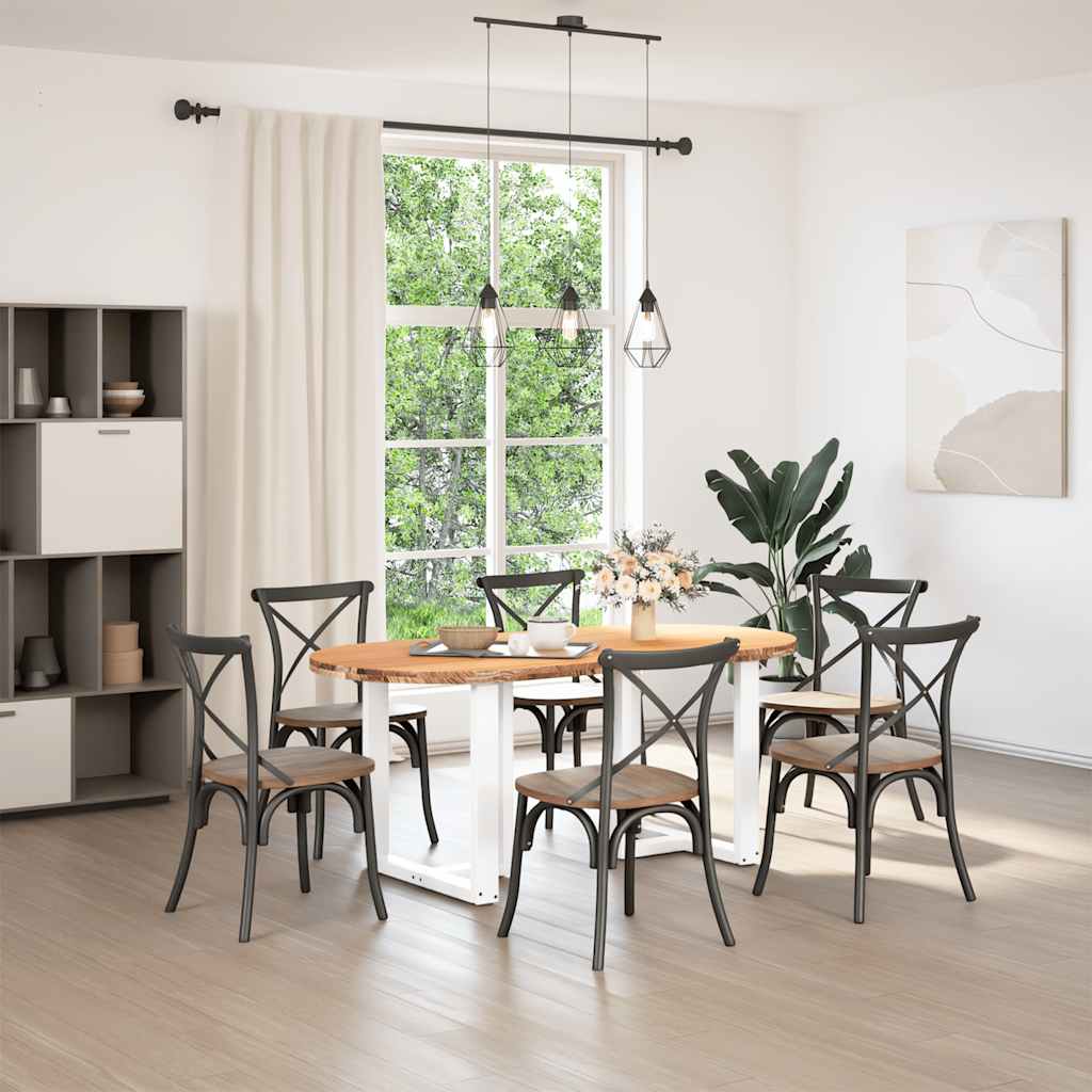 vidaXL Eettafel 180x90x74 cm ovaal massief eikenhout lichtbruin afbeelding