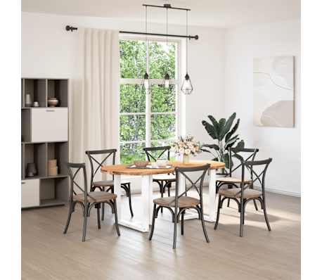 vidaXL Table &agrave; manger marron clair bois de ch&ecirc;ne massif ovale