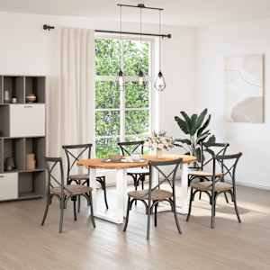 vidaXL Table &agrave; manger marron clair bois de ch&ecirc;ne massif ovale