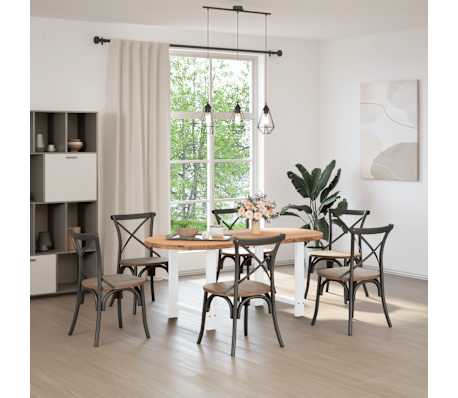 vidaXL Table &agrave; manger marron clair bois de ch&ecirc;ne massif ovale