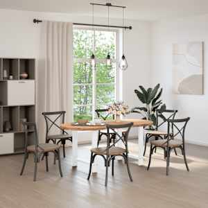 vidaXL Table &agrave; manger marron clair bois de ch&ecirc;ne massif ovale