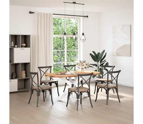 vidaXL Table &agrave; manger marron clair bois de ch&ecirc;ne massif ovale