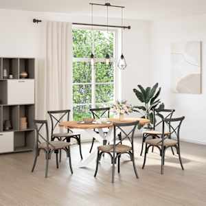 vidaXL Table &agrave; manger marron clair bois de ch&ecirc;ne massif ovale