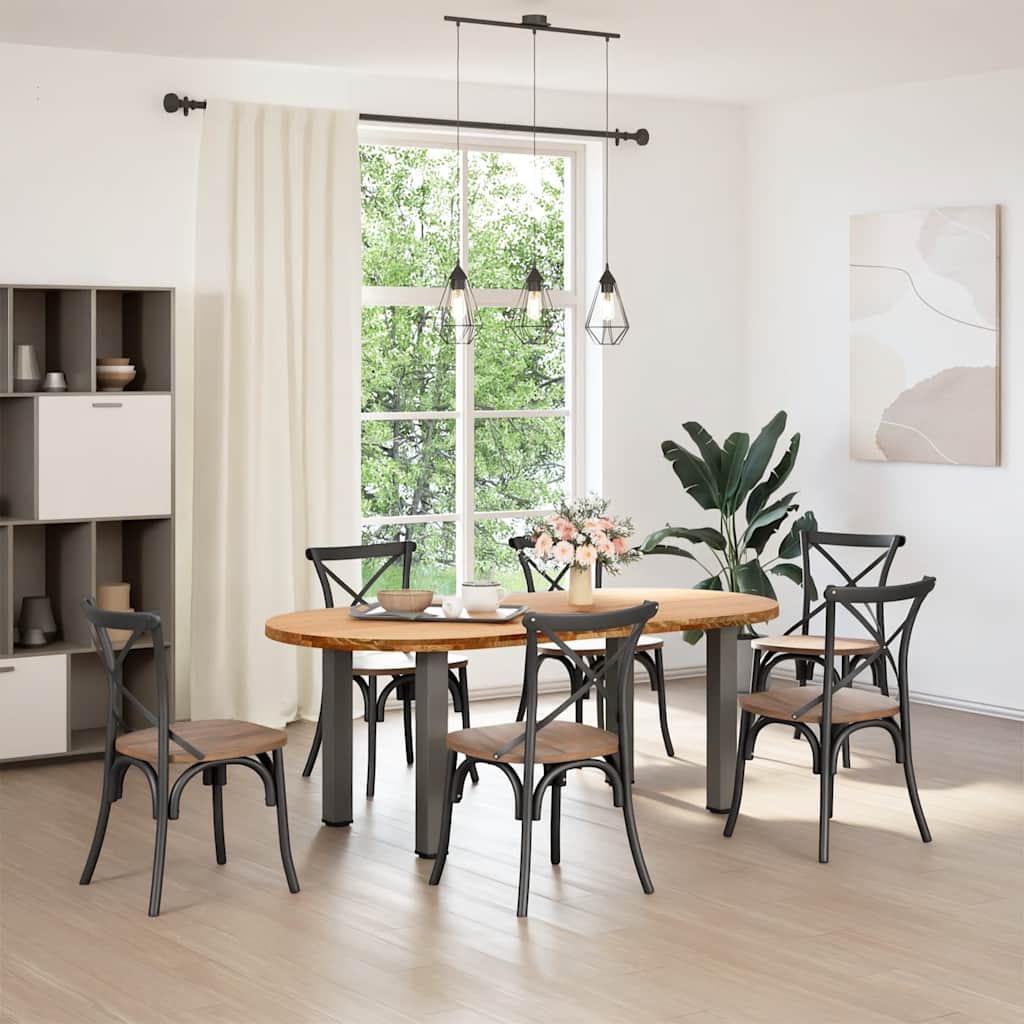 vidaXL Eettafel 200x100x74 cm ovaal massief eikenhout lichtbruin afbeelding