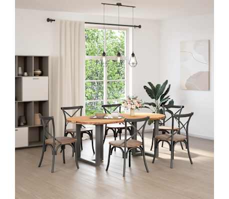 vidaXL Table à manger marron clair bois de chêne massif ovale