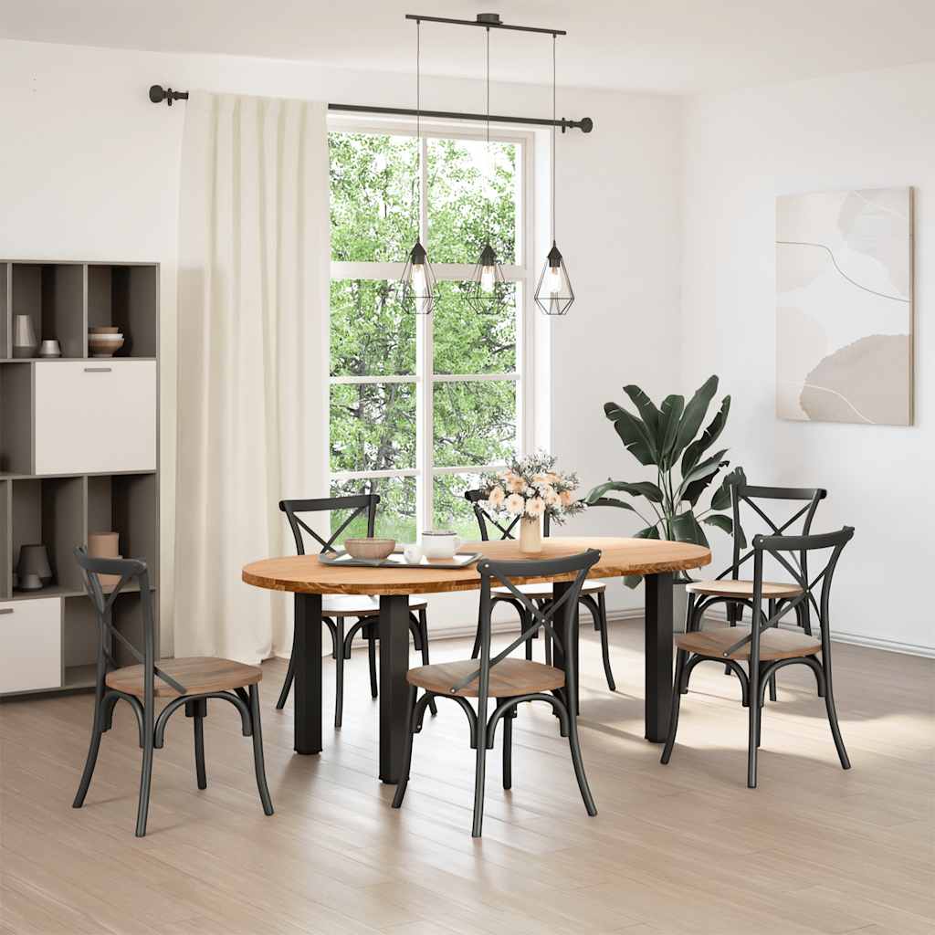 vidaXL Eettafel 200x100x74 cm ovaal massief eikenhout lichtbruin afbeelding