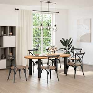 vidaXL Eettafel 200x100x74 cm ovaal massief eikenhout lichtbruin