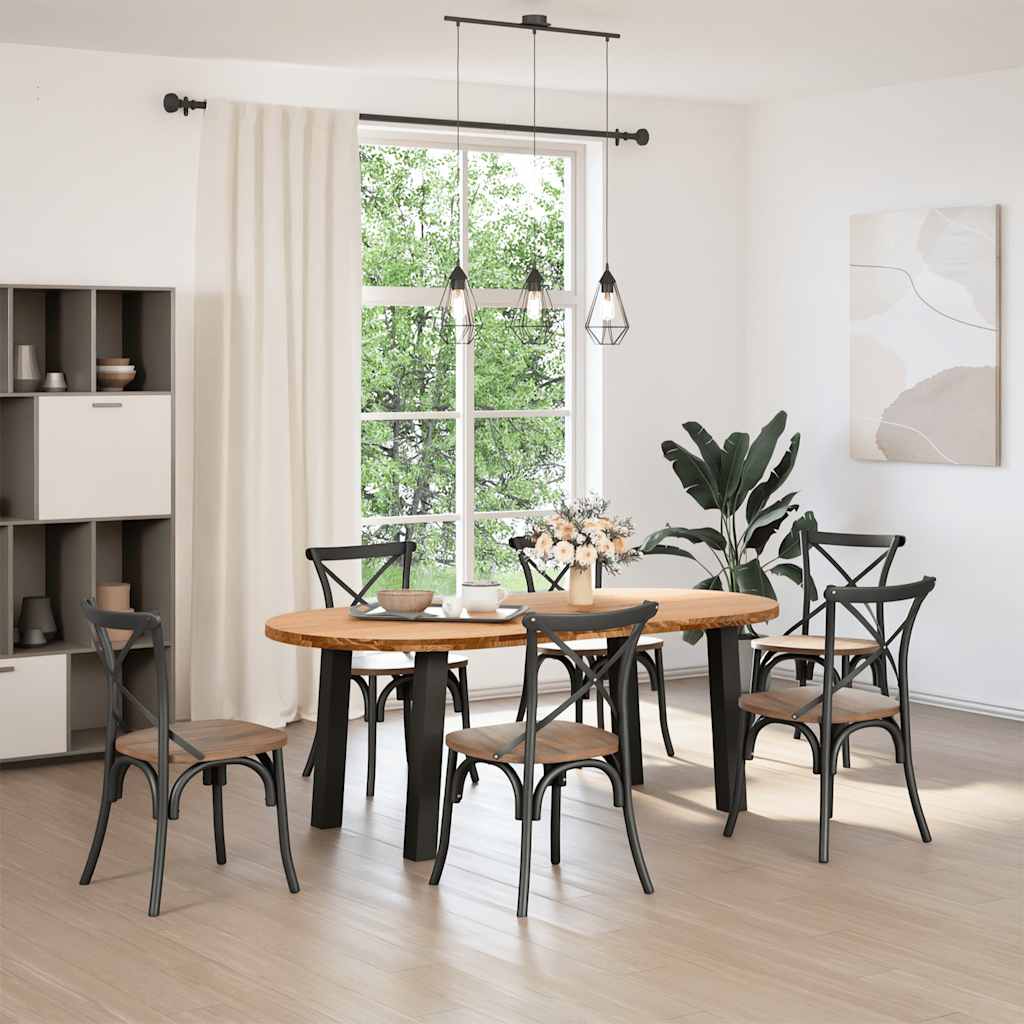 vidaXL Eettafel 200x100x74 cm ovaal massief eikenhout lichtbruin afbeelding