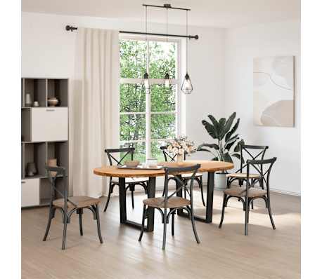 vidaXL Eettafel 200x100x74 cm ovaal massief eikenhout lichtbruin