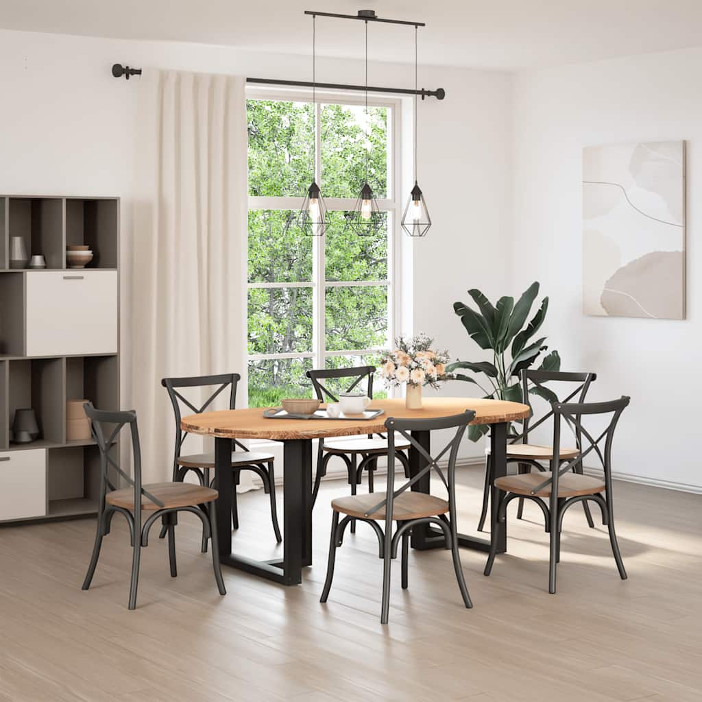 vidaXL Eettafel 200x100x74 cm ovaal massief eikenhout lichtbruin afbeelding