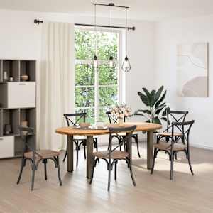 vidaXL Table &agrave; manger marron clair bois de ch&ecirc;ne massif ovale