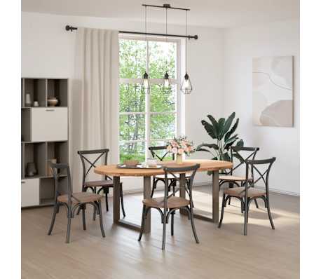 vidaXL Esstisch Hellbraun 200x100x74 cm Massivholz Eiche Oval