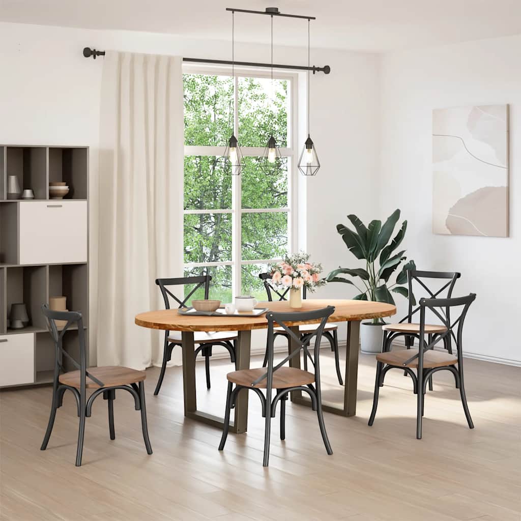 vidaXL Eettafel 200x100x74 cm ovaal massief eikenhout lichtbruin afbeelding
