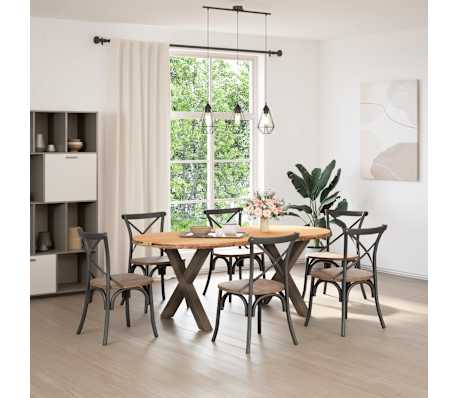 vidaXL Eettafel 200x100x74 cm ovaal massief eikenhout lichtbruin