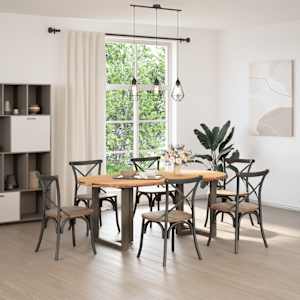 vidaXL Esstisch Hellbraun 200x100x74 cm Massivholz Eiche Oval