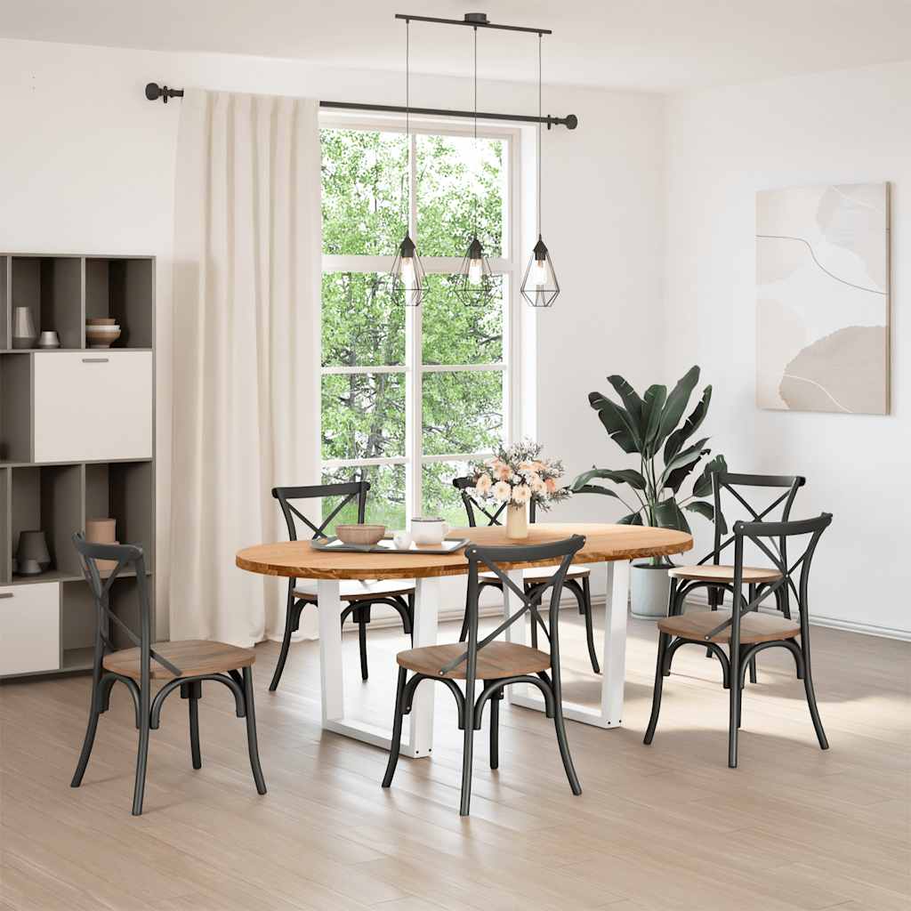 vidaXL Eettafel 200x100x74 cm ovaal massief eikenhout lichtbruin afbeelding