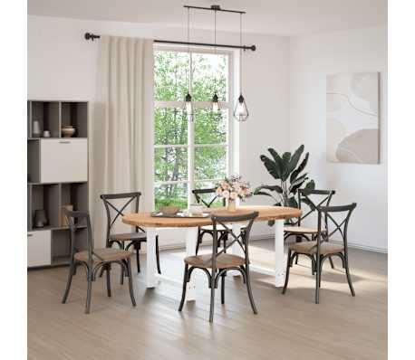 vidaXL Dining Table Light brown Solid oak wood Large Adjustable Feet