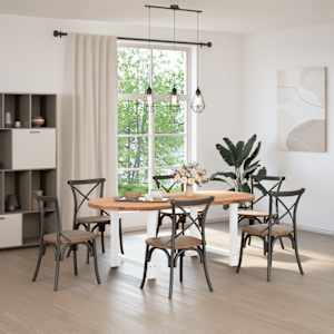 vidaXL Dining Table Light brown Solid oak wood Large Adjustable Feet