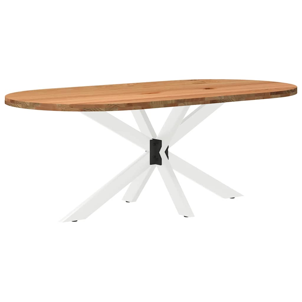 Eettafel 200x100x74 cm ovaal massief eikenhout lichtbruin - Afbeelding 5
