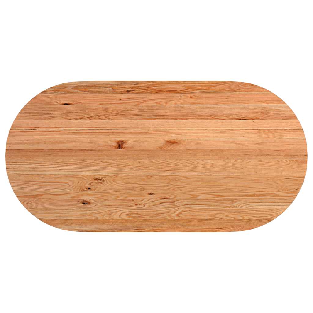 Eettafel 200x100x74 cm ovaal massief eikenhout lichtbruin - Afbeelding 6