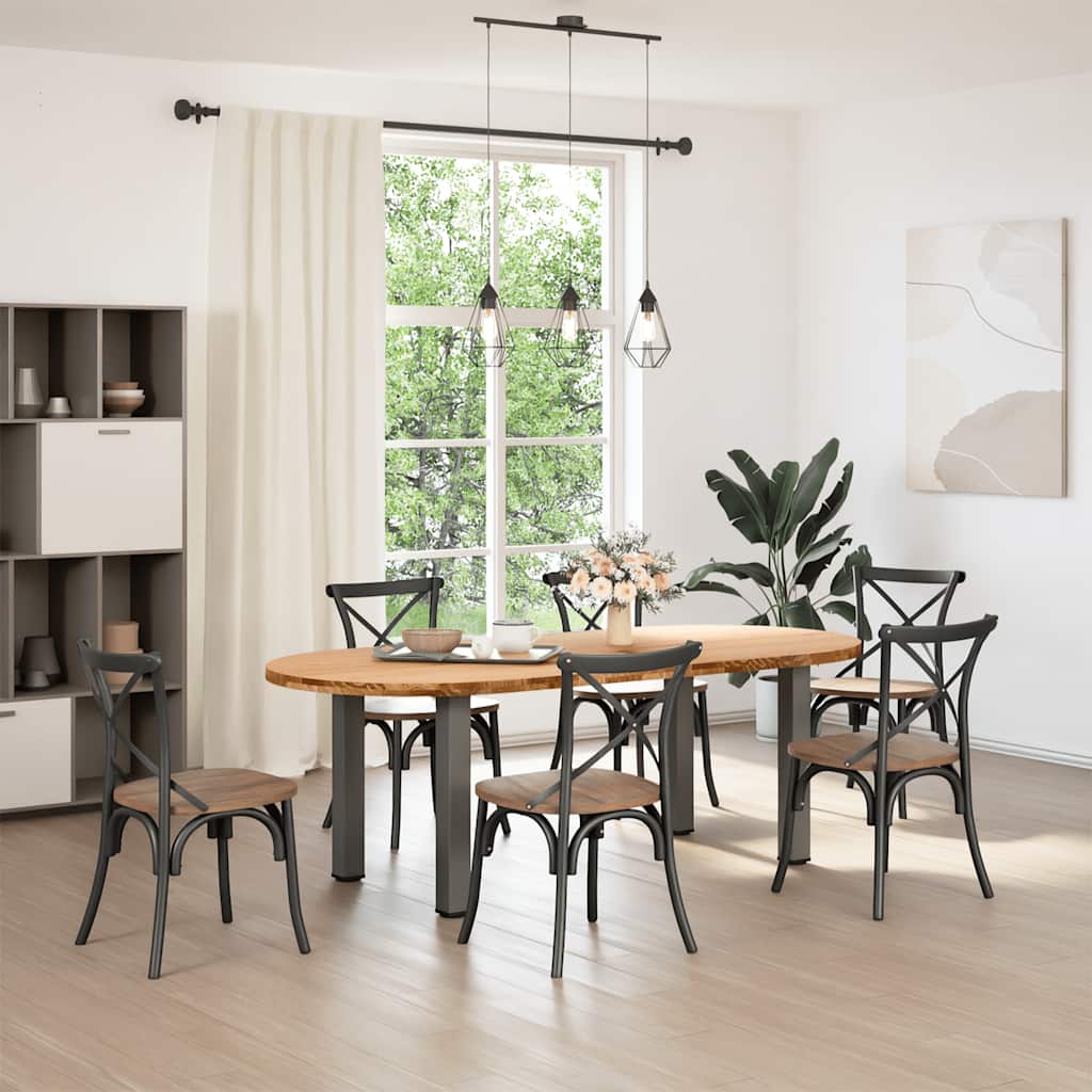 vidaXL Eettafel 220x100x74 cm ovaal massief eikenhout lichtbruin afbeelding