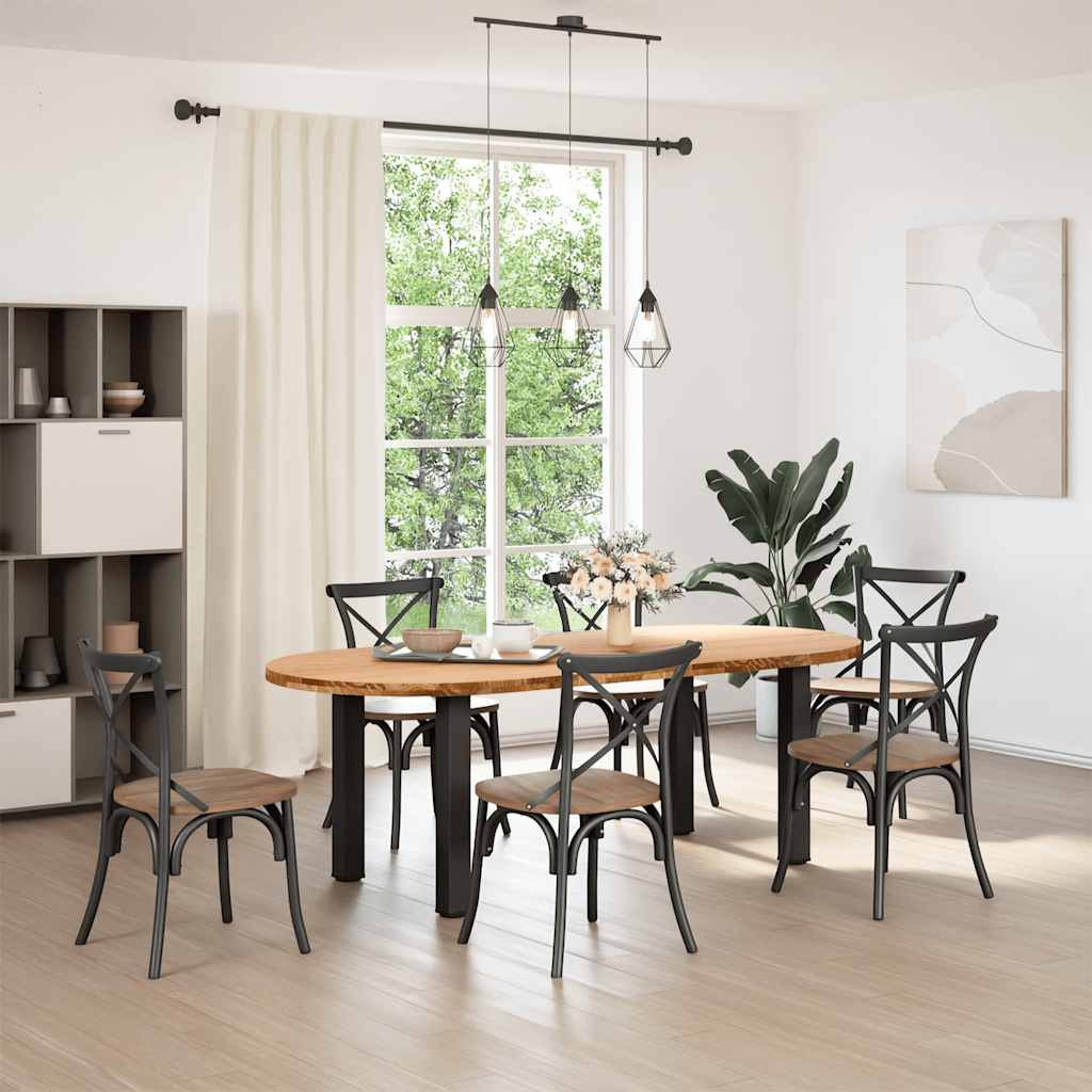 vidaXL Eettafel 220x100x74 cm ovaal massief eikenhout lichtbruin afbeelding
