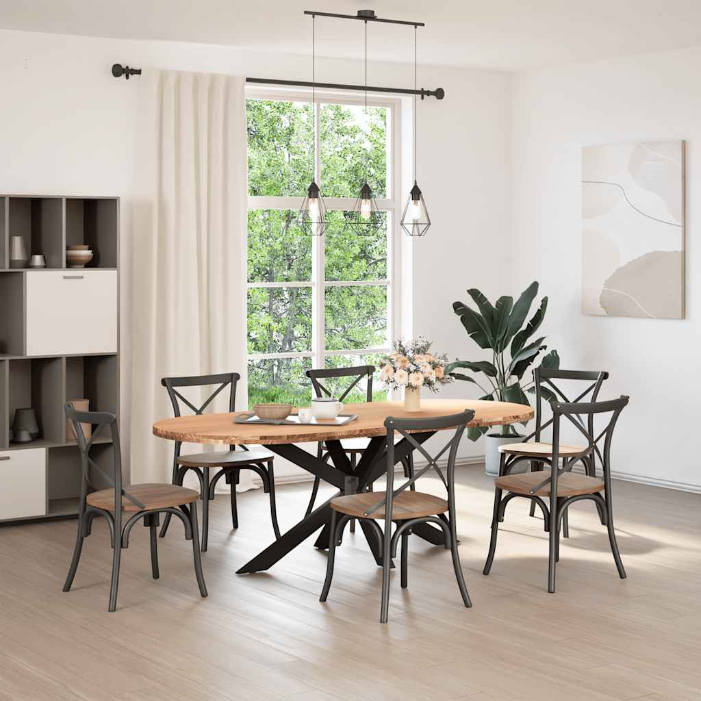 vidaXL Eettafel 220x100x74 cm ovaal massief eikenhout lichtbruin afbeelding