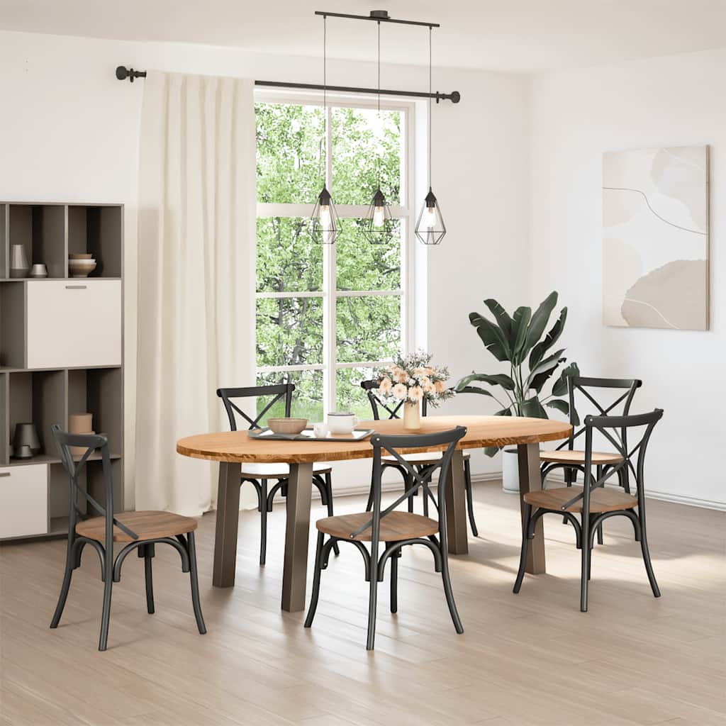 vidaXL Eettafel 220x100x74 cm ovaal massief eikenhout lichtbruin afbeelding