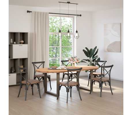 vidaXL Esstisch Hellbraun 220x100x74 cm Massivholz Eiche Oval