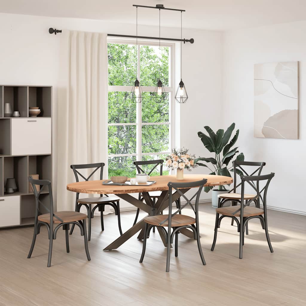 vidaXL Eettafel 220x100x74 cm ovaal massief eikenhout lichtbruin afbeelding