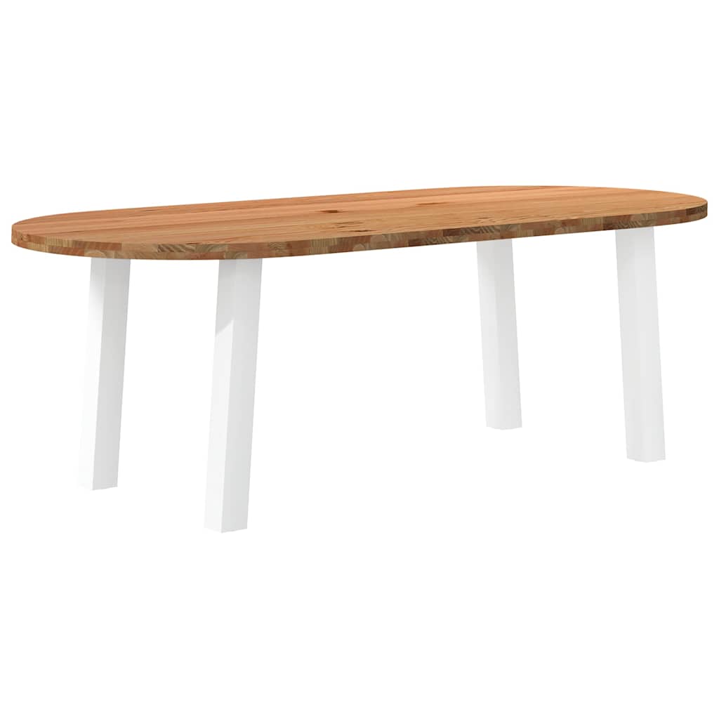 Eettafel 220x100x74 cm ovaal massief eikenhout lichtbruin
