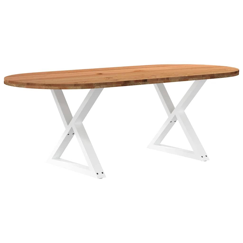 vidaXL Eettafel 220x100x74 cm ovaal massief eikenhout lichtbruin